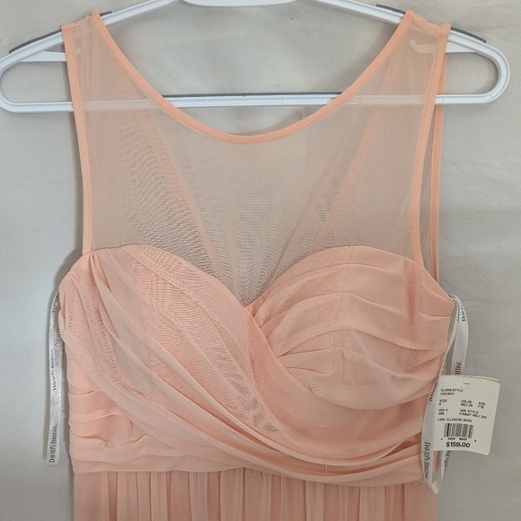 David's Bridal NEW long illusion mesh gown sz 8 pink peachy color - Picture 11 of 13